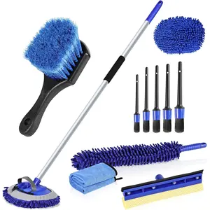 62" Car Wash Mop Kit with Long Handle Car Wheel Detailing Microfiber Duster Windshield Window Squeegee Dry Towels, Car Washing Cleaning Kit for Cars RV Truck