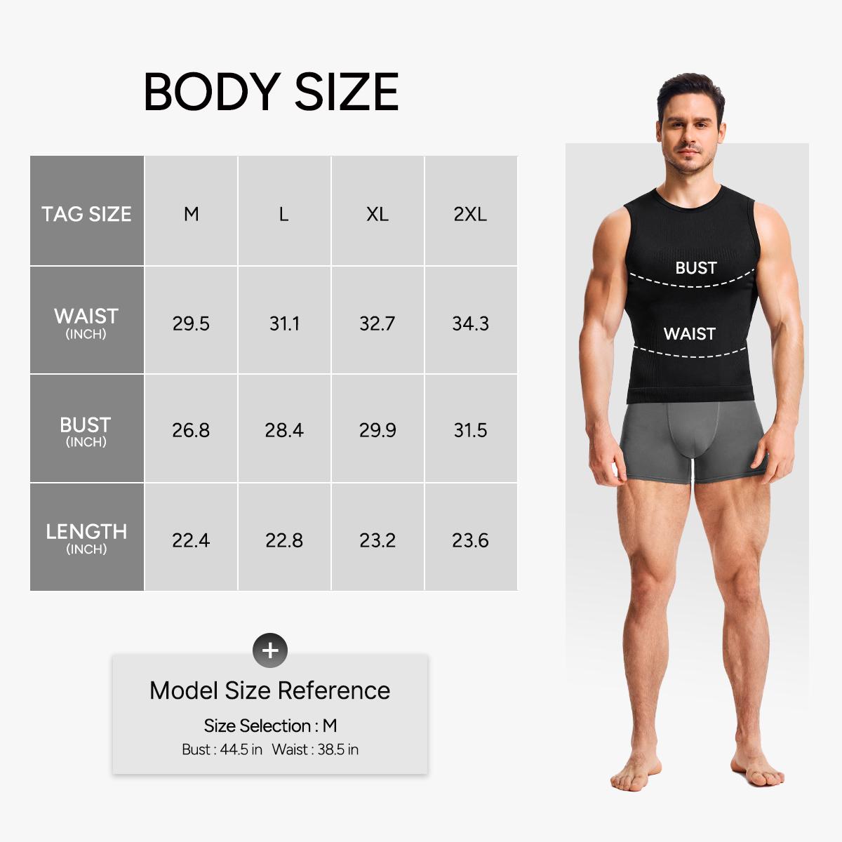 Nebility Men's Shapewear Vest - High Elasticity Micro Compression Shirt, Waist Tightening & Slimming, Moisture Wicking Quick-Dry 3D Breathable Fabric, Crew Neck