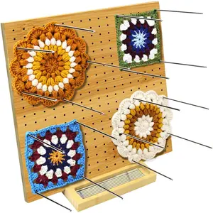 11.8" Crochet Blocking Board with 20 Steel Pins, Handcrafted Knitting Blocking Mat for Knitting Crochet and Granny Squares, Crochet Gifts for Crocheters