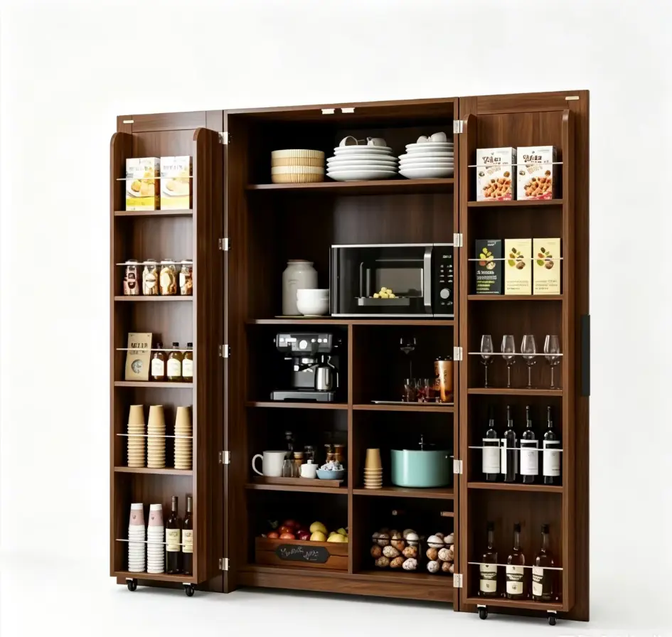 Bellemave  Kitchen Pantry Cabinet, Walnut Freestanding Buffet Cupboards Sideboard with Doors & Shelves, Kitchen Pantry Storage Cabinet for Kitchen, Living Room and Dinning Room