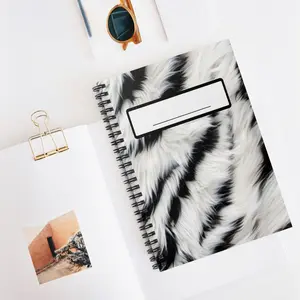 Faux Fur Zebra Spiral Notebook — Ruled Journal with Label