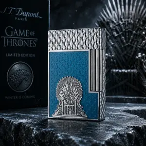 [Double Flame] DUPONT Game of Thrones Blues Silver high-gloss Luxury Lighter (NO FUEL) GIFT BOX Profect gifts for boyfriend
