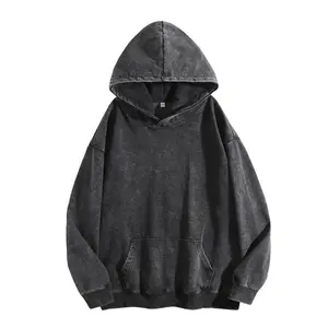 Digitex Women’s Acid-Wash Cotton Hoodie – minimalist loose fit with a kangaroo pocket and ribbed cuffs for fall/winter fashion (1&1)