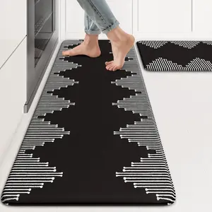 Anti  Kitchen Mats, Black Kitchen Rugs, Padded Kitchen Mat for Floor, Comfort  Standing Desk Mat, Cushioned Kitchen Mats for Floor 2 count for Laundry Office Sink 17"x47"+17"x29"