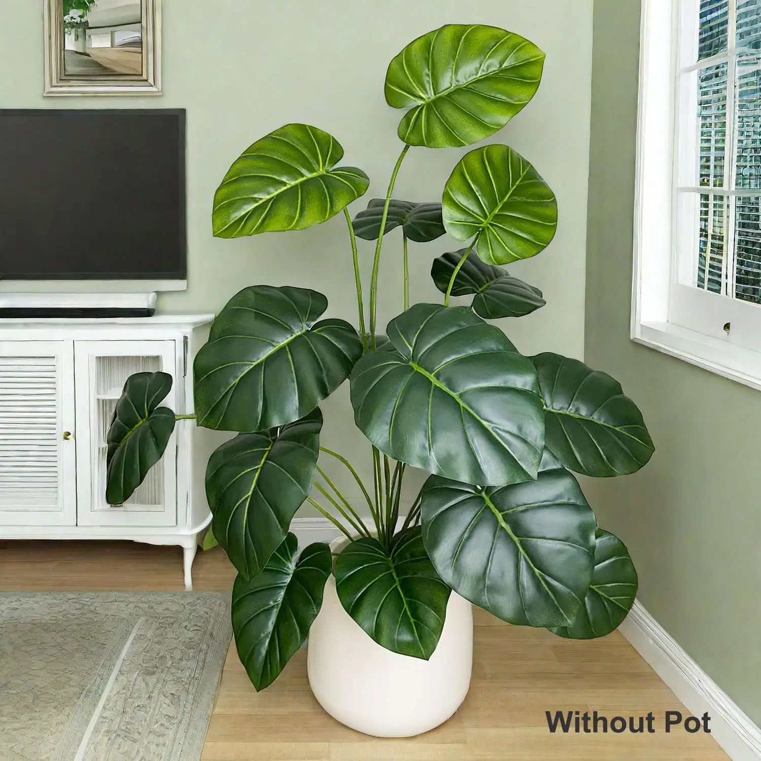 Artificial Monstera Plant without Pot, 1 Count Fake Tropical Pseudoplant, Faux Plant for Home Office Balcony Garden Outdoor Decor