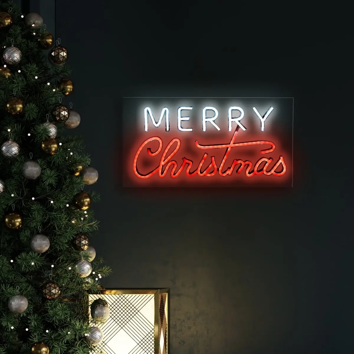 Northlight 35765670 17 in. LED Merry Christmas Neon Lighted Wall Sign - Clear