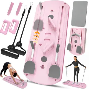 Multi-Functional Pilates Board 300LBS Capacity Auto Rebound Detachable Elbow Support Foldable Home Workout Kit with Resistance Bands