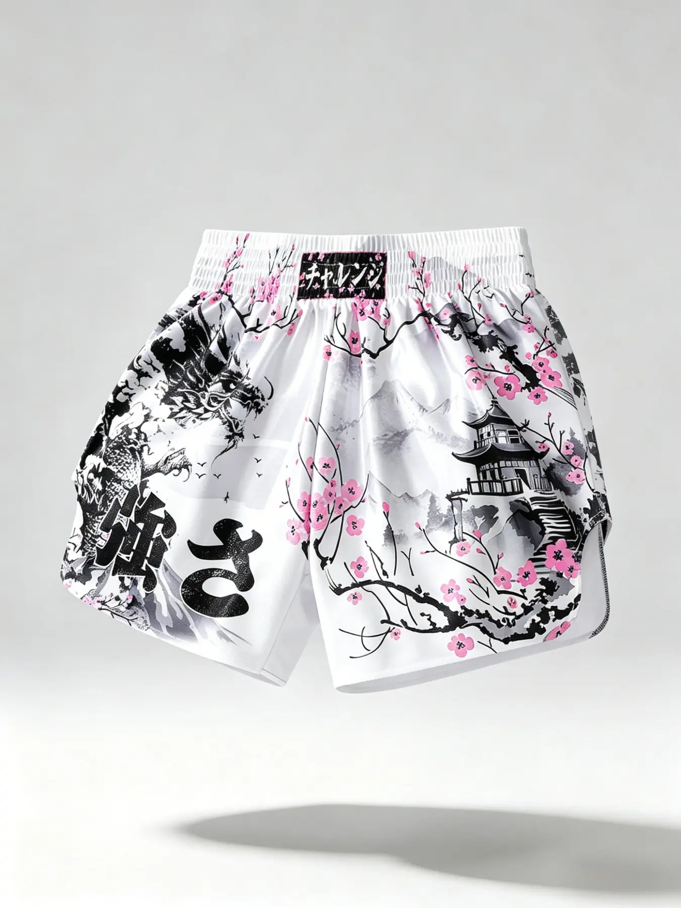 Men's Japanese Ukiyo-E Dragon Cherry Blossom Muay Thai Shorts, Graphic Shorts, Street Style Quick-Dry Gym Shorts, Gym Beach Summer Versatile, Athletic Wear Shorts