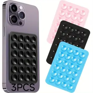 3pcs Silicone Phone Stand, Transparent Colors, Single-Sided Suction Cup, Back Adhesive Stick On Holder Multi-Functional Anti-Slip Holder Mount, Accessories