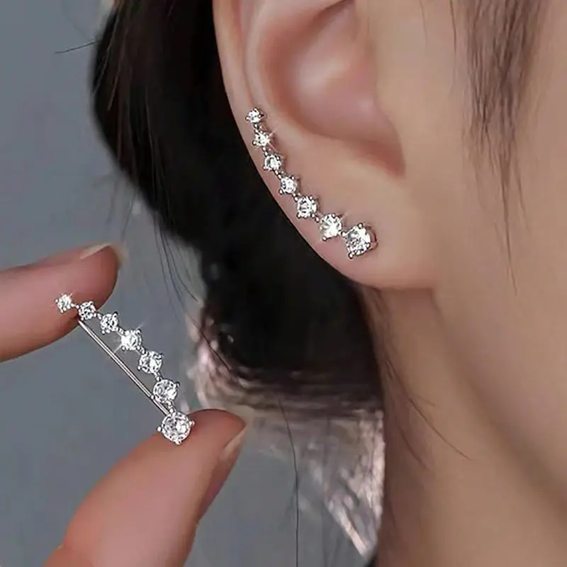 1 pair Star Zirconia Stud Earrings for Women – Luxury Sparkling Crystal Drop Dangle Earrings, Elegant Gift for Her, Trendy Fashion Jewelry