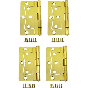 Heavy Non-Mortise Butterfly Hinge for Mobile /RV,3.5", Removable Loose Pin, Brass Plated, 4 Pack,  Taiwan
