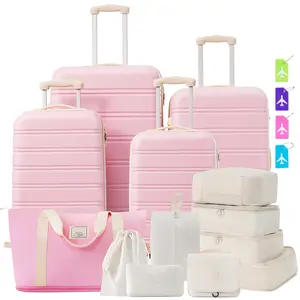 Luggage sets of 13 Piece 16 20 24 28 IN Carry on Luggage sets 4 piece Hardcase Light Pink Luggage Expandable Suitcase Set with Wheels