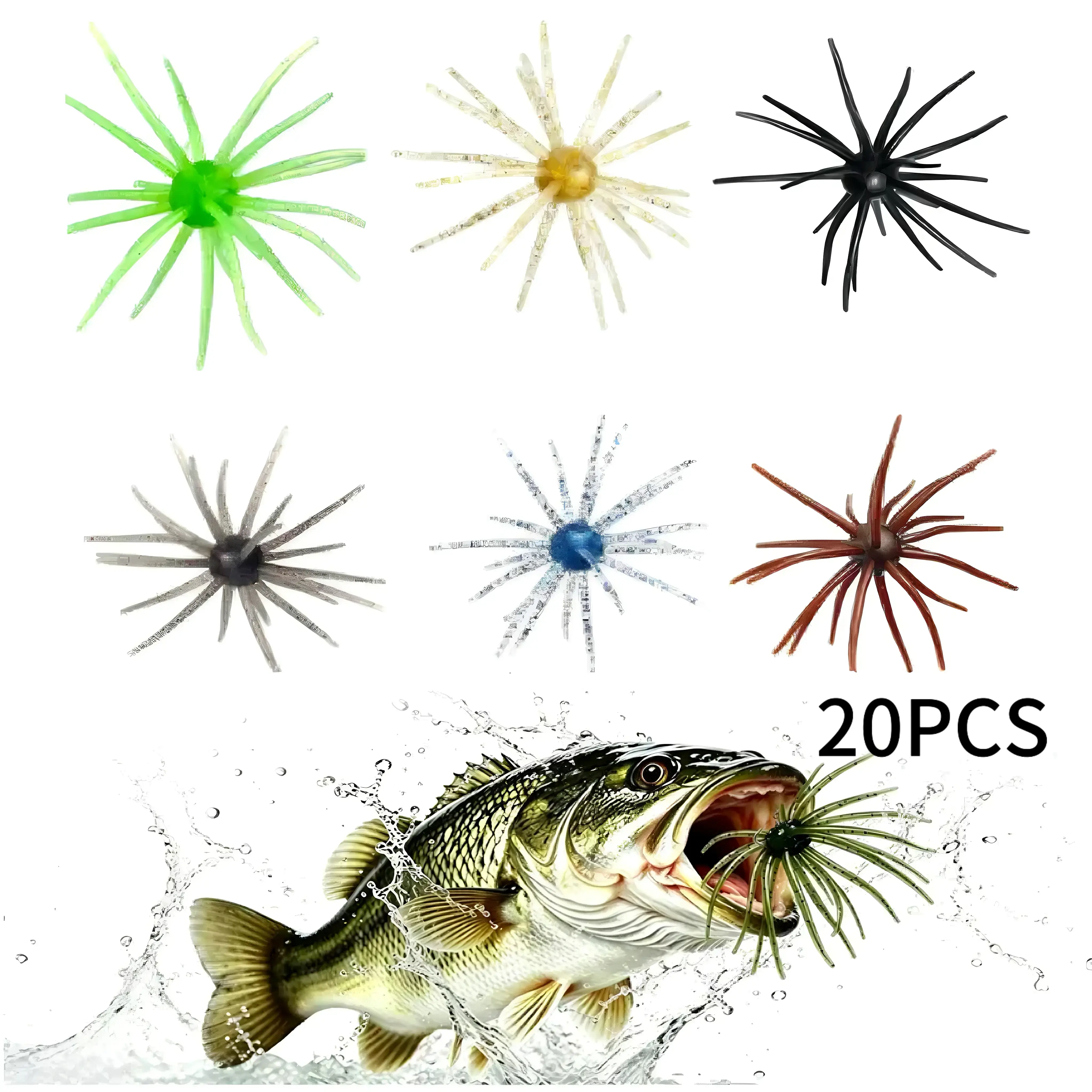 20PCS "Dice Bug" Soft Fishing Baits, Realistic Fuzzy Creature Lures with Wiggling Legs for Freshwater Bass Fishing
