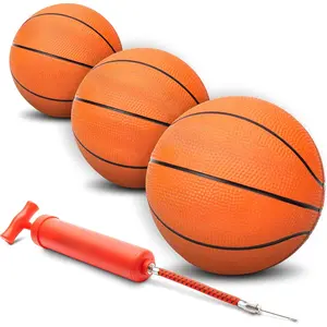 7 Inch Mini Basketball 3 Pack with Premium Pump - Perfect for Mini Hoops or Training