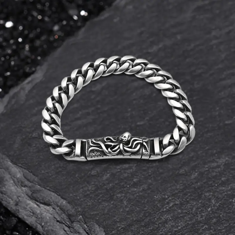 GTHIC Punk Deep Sea Octopus Stainless Steel Bracelet for Men Women Birthday Gift Charms Jewelry Accessories