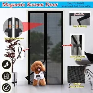 1pc magnetic mosquito screen door, self-adhesive and easy to install, thick diamond screen door curtain anti tear, pet friendly, ventilated and breathable, suitable for living room, bedroom, garage door, balcony entrance door, magnetic screen door