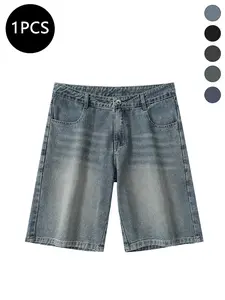 Men’s summer mid-thigh denim shorts — trendy streetwear shorts for summer, casual loose fit, versatile men’s pants
