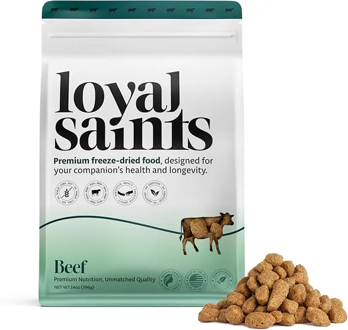 Loyal Saints Premium Freeze-Dried Beef Dog Food 14oz - High Protein, Grain-Free Raw Nuggets - Complete Meal Topper, Snack, & Picky Eater Favorite - Made in USA - Dog Nutrition & Treat
