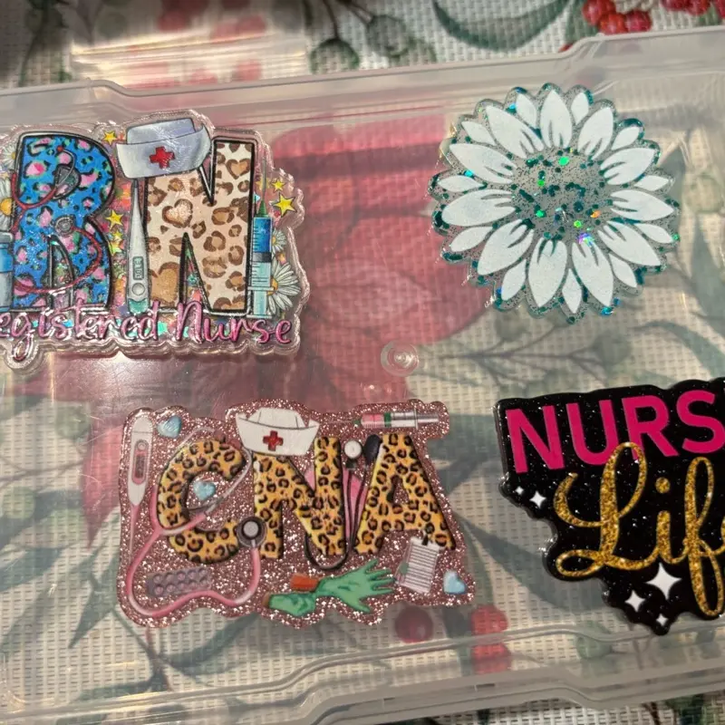 Diy Acrylics ;Acrylic Olanar Pieces for Badge Reels:Flatbacks