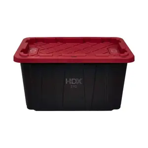 27 Gal. Tough Storage Tote in Black and Red