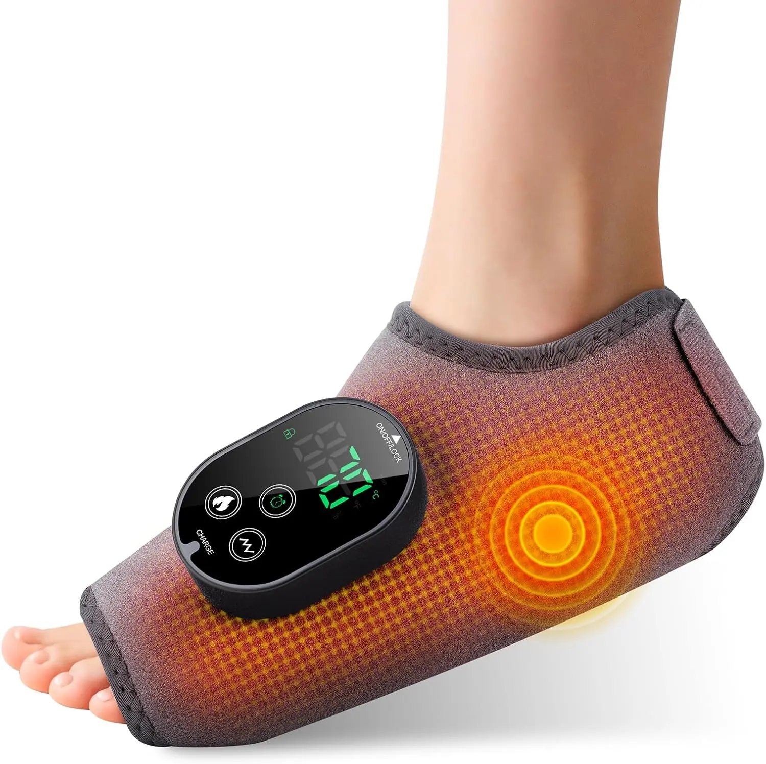 1pc Cordless Neuropathy Foot Massager, Ankle Massager for Pain Relief, Ankle Heating Pad Plantar Fasciitis Relief, Gray