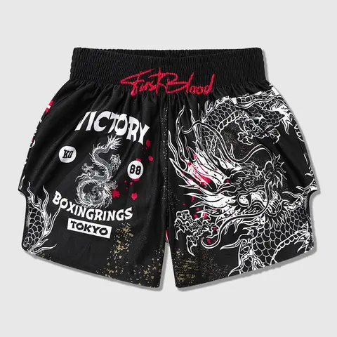 Men's Dragon Print Boxing Shorts, Regular Fit Casual Comfy Breathable Shorts for Summer, Casual Sports Shorts, Men's Bottoms for Daily Wear, Breathable Printed Shorts