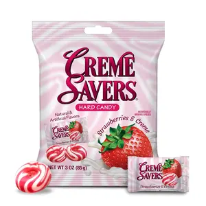 Strawberries and Creme Hard Candy | The Taste of Fresh Strawberries Swirled in Rich Cream | The Original Classic Creme Savers Brought To You By Iconic Candy | 3oz Bag