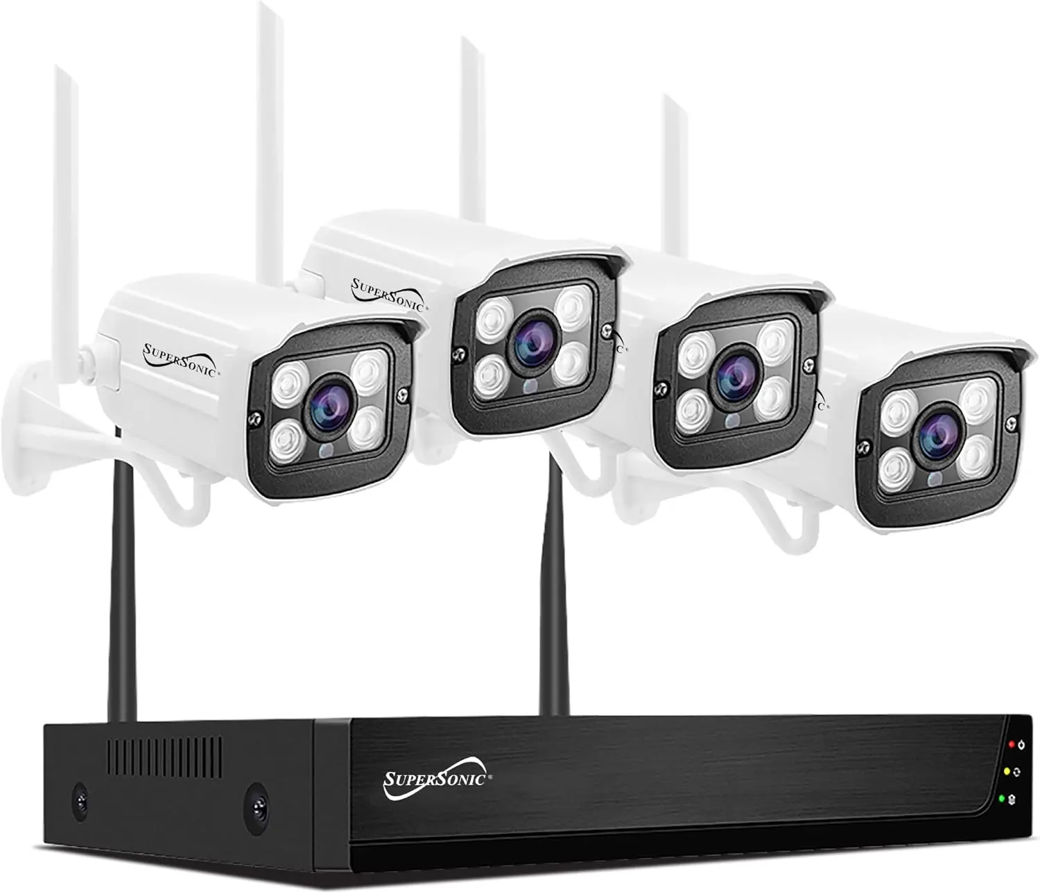 Supersonic 8CH HD Wireless Surveillance Security Camera System - 4 WiFi Cameras, 1080P Full HD, 1TB HDD, Night Vision, 2-Way Audio Speaker, Easy Installation, Indoor/Outdoor Use, HDMI/VGA Compatible Monitor, Cord-Free Design, Mobile App