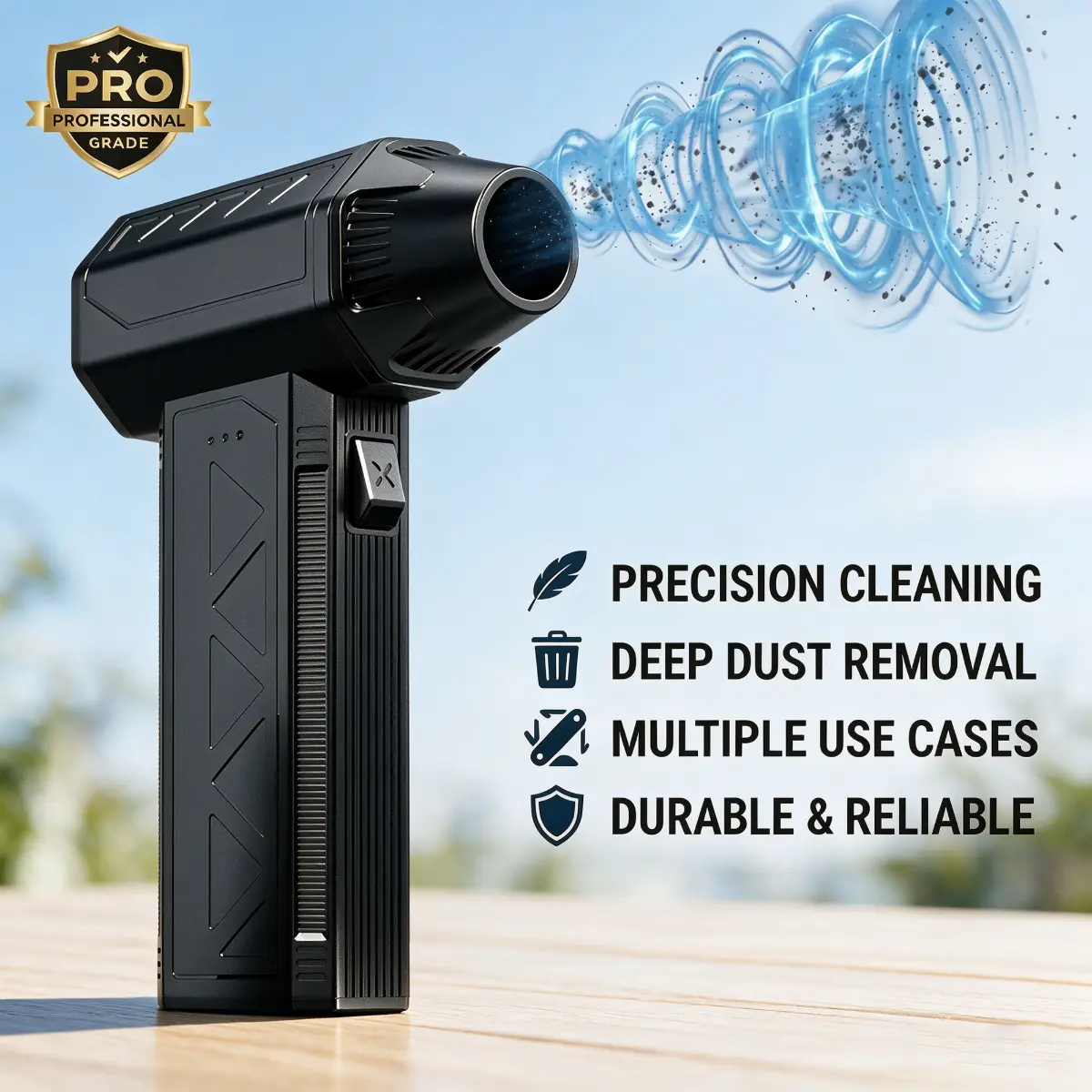 F30 Wireless Turbo Handheld Fan, USB Rechargeable Air Duster Blower for Keyboard Car Computer Cleaning, Multi Nozzles Included