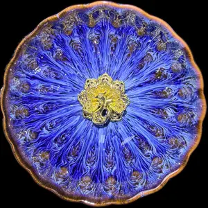 Oil Drop Blue Phoenix Inlay Cup-Building Lantern-Crafts-Collectibles-Gifts-Handmade Products-Traditional Teacup-Ornaments