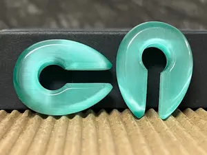 PAIR Seafoam Cat Eye Keyhole Hanger Ear Weight Plug Gauge Tunnel Stone Gauges