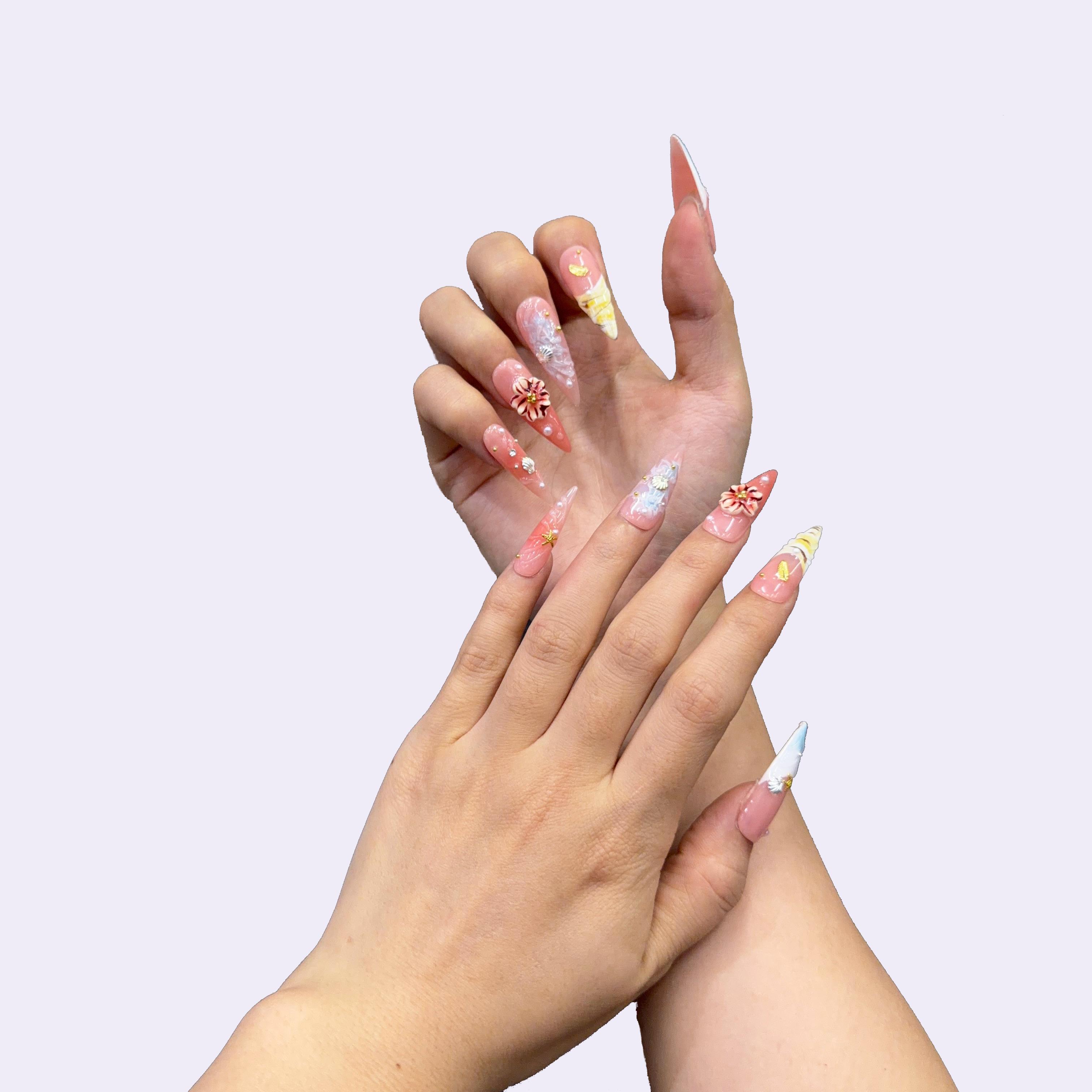 Echo Nails DreamWear – Handcrafted 3D Press-On Nails | Reusable, Long-Lasting, Salon-Quality Handpainted Cute Designs High Quality Press On Nails 10 PCS Nail Art Handmade Press Ons