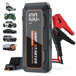 【Povasee】portable emergency power supply 7000A, 6-in-1 car starter suitable for all gasoline/2.64 gallon diesel engines, motorcycles, sedans SUV、 Truck instantly starts dead battery, built-in multifunctional flashlight, with 3-inch LCD display screen
