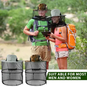 Breathable Foldable Outdoor Sports Hat with Zipper & Net Veil, Mosquito & Bee & Sun Proof Design, Perfect for Fishing, Beekeeping, Gardening, Camping and Hiking, Lightweight Full Face Protection