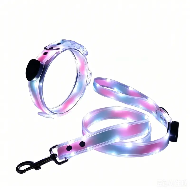 Nighttime Dog Walking Gadget LED Flashing Leash Pet Anti-Loss Device Anti-Collision Collar for Large Medium and Small Dogs