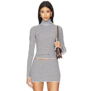 Frankies Bikinis Tucker Cloud Knit Turtleneck Sweater in Montauk Stripe