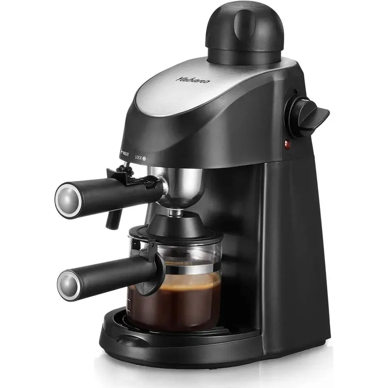 Automatic Espresso Coffee Maker Machine - 3.5Bar Corded Programmable Compact Beginners-Friendly Household Kitchen Appliance with Built-In Steamer, Milk Frother for Creamy Foam at Home, 4-Cup Batch Brew, EU Plug Type