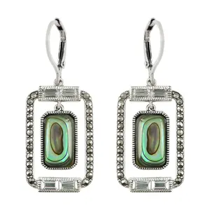 Suspicion Sterling Baguette Gemstone & Marcasite Earrings