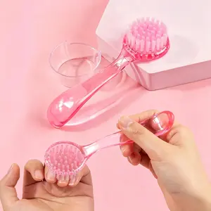 1pc/4Pcs Round Head Acrylic Nail Dust Brush With Cap Professional Manicure Pedicure Powder Cleaning Tools