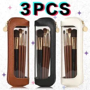 3PCS Portable Makeup Brush Bag,Zipper Storage Bag Organizer Pouch,Versatile Storage Stationery, Travel Storage Bag, Portable Cosmetic Storage Bag