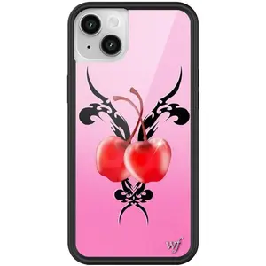 Wildflower Cases - Compatible with Apple iPhone 13/14 | Protective Black Bumper, 4ft Drop Test Certified, Women Owned Small Business | Cherry Girls R 4EVER - Trendy Cute Pink Black Cherry