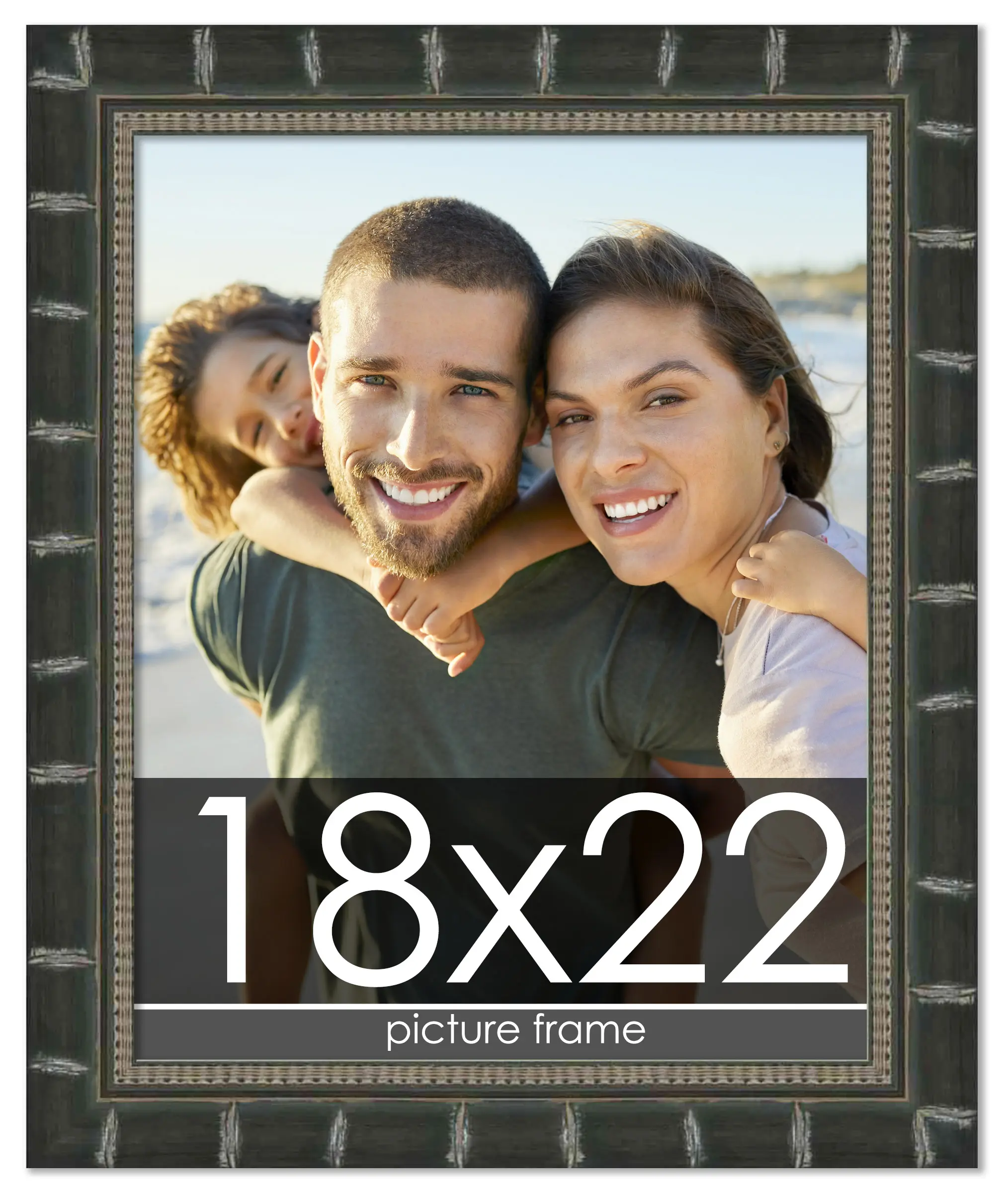 18x22 Black Modern Bamboo Picture Frame - UV Acrylic, Foam Board Backing, Hanging Hardware