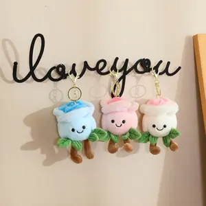 Cute Rose Plush Pendant Keychain For Bags Simulation Flower Plush Toy Birthday Gift Christmas Gift Home Decoration Floral Pattern Keychain Cute Soft Keychains