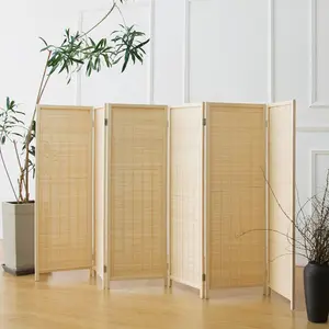 6 Panel Short Room Divider Screen,Beige Freestanding Partition,Small  Panel Divider for Room Seperation,3.95 FT Tall