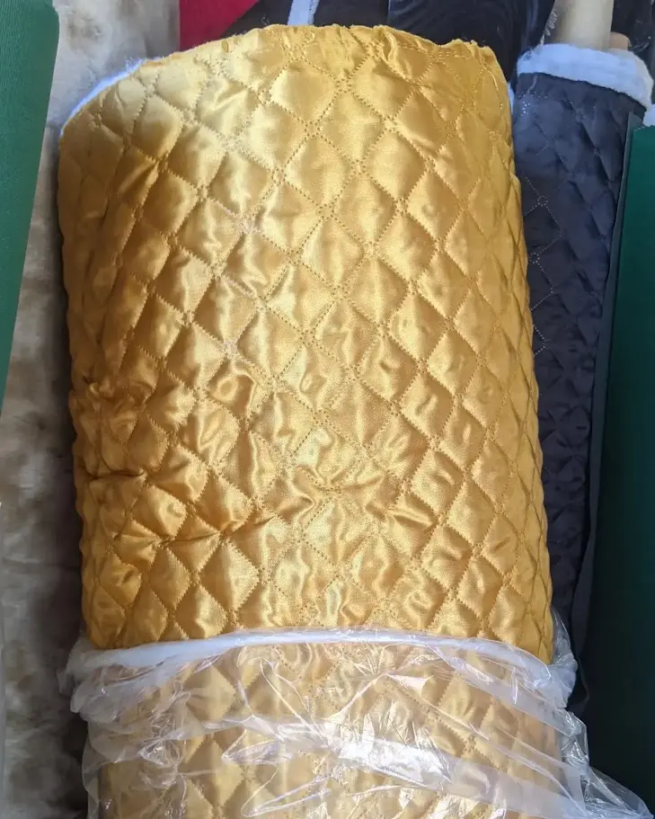Golden Polyester Quilted Padded Fabric 58/60" Sold By The Yard