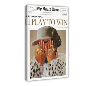 Play To Win Poster, Wall Art Print, Canvas for Home Office Decor Abstract Face Design Artistic