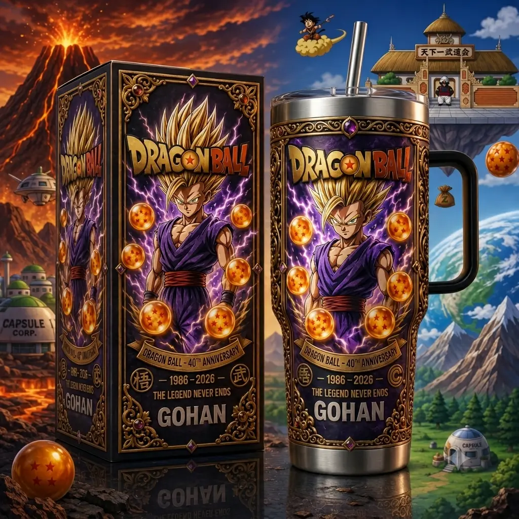 G0han Dragonball 40oz Tumbler with Handle, Green Fantasy Stainless Steel Travel Cup with Straw and Lid, Insulated Reusable Drinkware, Gaming Gift for Fans
