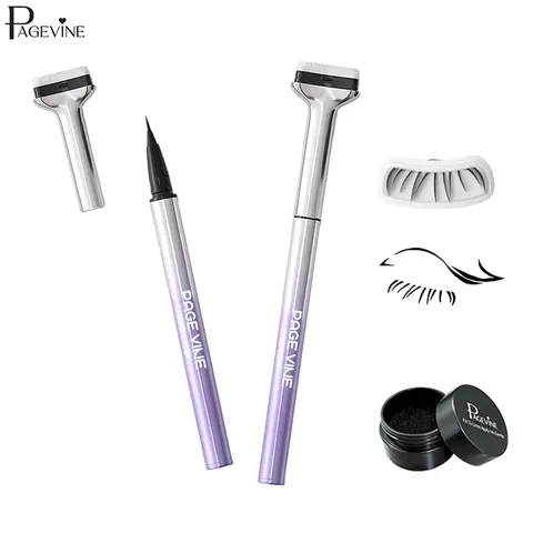 Eyelash Stamp 4-in-1 Eyeliner & Eyebrow Makeup Tool Set, Waterproof Smudge Proof Quick Dry Eye Makeup Kit, Fine Tip Brow Pen for Natural Hair Like Strokes, Easy One Step Application for Beginners Daily Soft Glam.