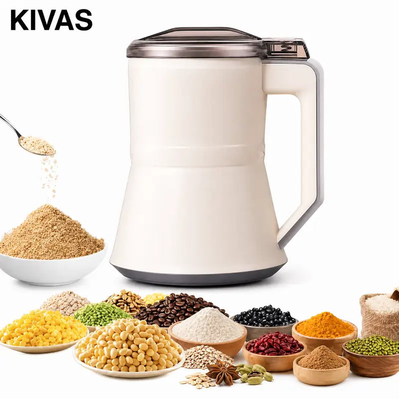 KIVAS Compact Kitchen Electric Grinder - 300W High-Speed Motor, 12 Blades, 10s Fast Fine Powder, Portable Handle, See-Through Lid, UL Certified Multifunction Food Processor for Small Home Use (Grain, Coffee Beans, Spices)