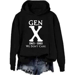 Easter Idea We Don't Care Hoodie, Generation X Hoodies Unisex Graphic Casual  Fleece Fabric Pullover Hooded Sweatshirt for Women